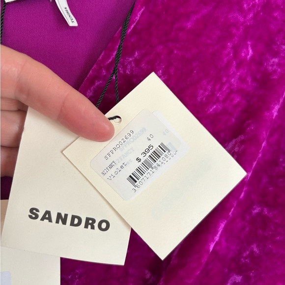 SANDRO Paris Velvet Mini Dress in The Color Garnet. - Picture 10 of 14